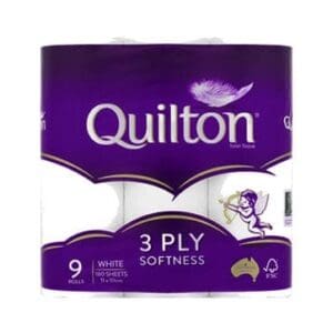 QUILTON TOILET ROLL WHITE 3PLY 9 PACK