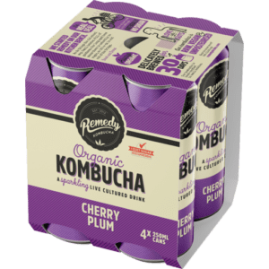 REMEDY KOMBUCHA ORGANIC CHERRY PLUM 4 PACK