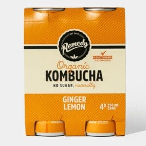REMEDY KOMBUCHA ORGANIC GINGER LEMON 4 PACK