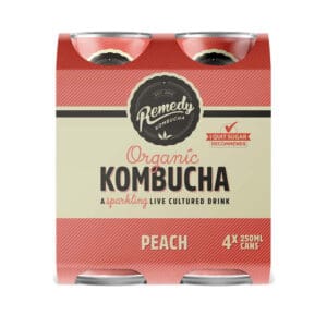 REMEDY KOMBUCHA ORGANIC PEACH 4 PACK