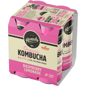 REMEDY KOMBUCHA ORGANIC RASPBERRY LEMONADE 4 PACK